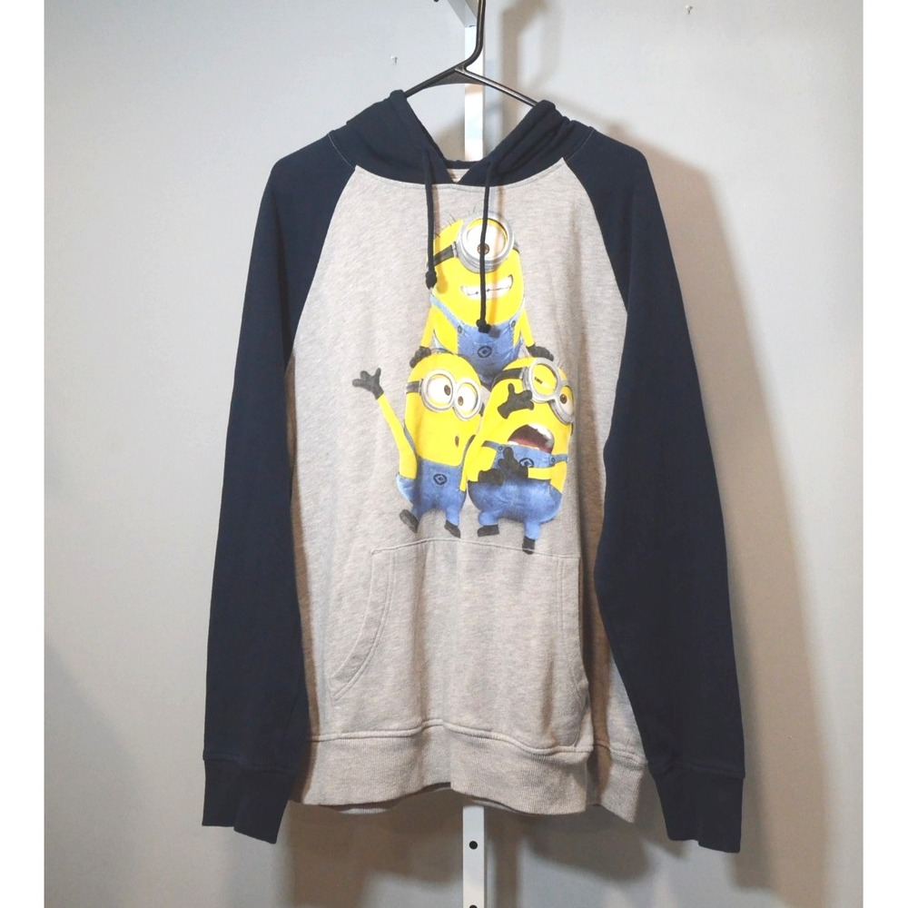 Despicable Me Licensed Minion Navy/Gray Fleece Hoodie Women's Size XL Lng Sleeve